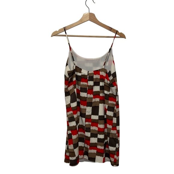 Alice + Olivia Multicolour Russell Silk Check Print Geo Mini Slip Dress Women's - Picture 3 of 9